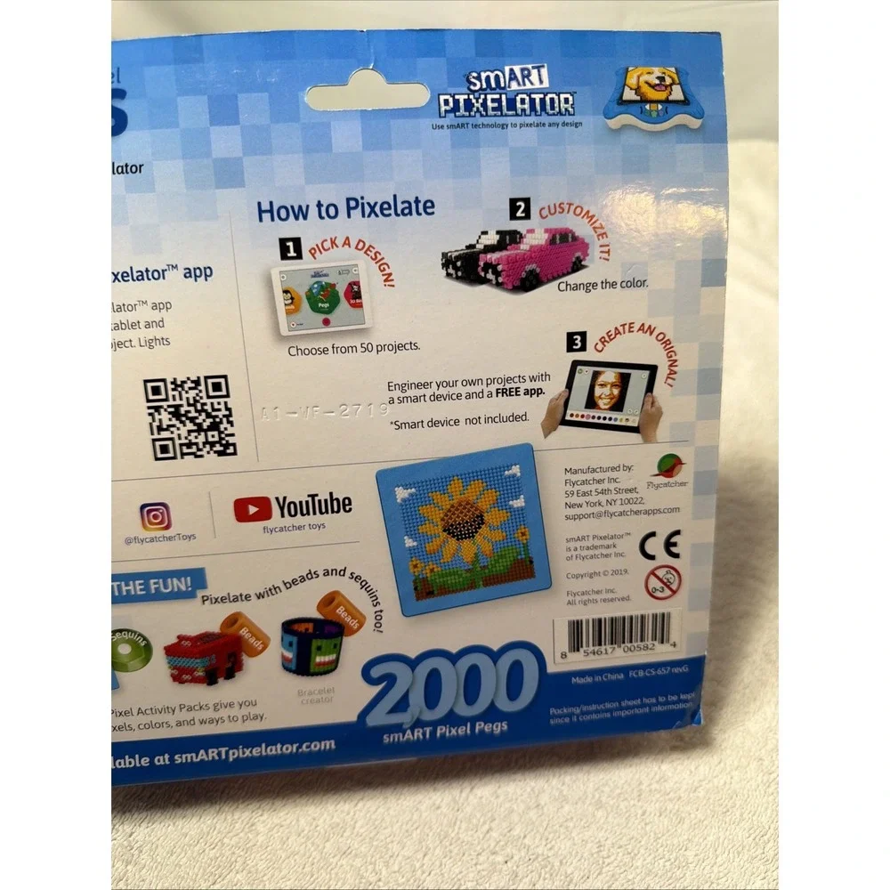 Smart Pixel Pegs - 2000 Pegs - 8 Colors - Smart Pixelator - New/Sealed